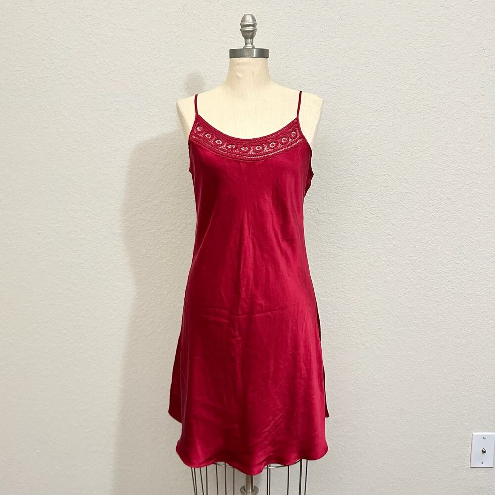 PRIVATE LUXURIES Mini Slip Dress Red Silk Satin Lingerie Babydoll